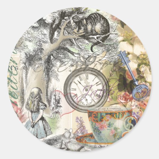 Cheshire Cat Alice Wonderland Classic Runder Aufkleber (Vorderseite)