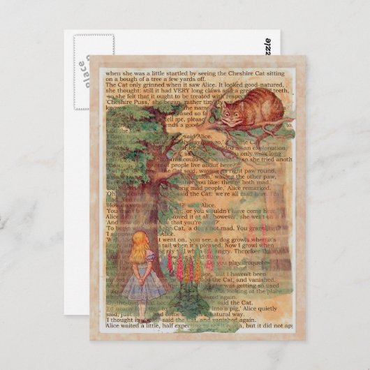 Cheshire cat and Alice Postkarte (Vorne/Hinten)