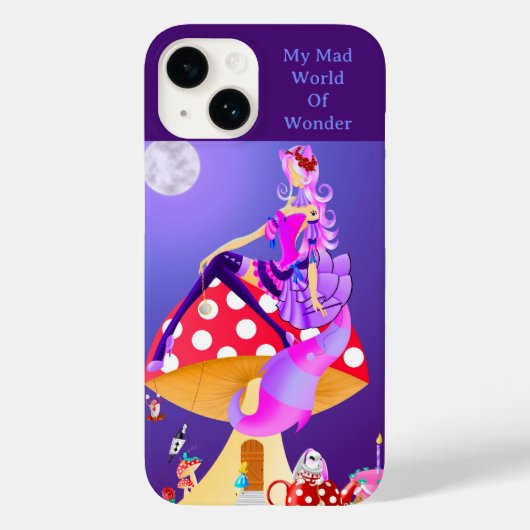 Cheshire Cat auf Mushroom Case-Mate iPhone Hülle (Rückseite)