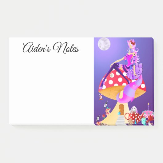 Cheshire Cat auf Mushroom Wonderland Post-it Klebezettel (Vorderseite)