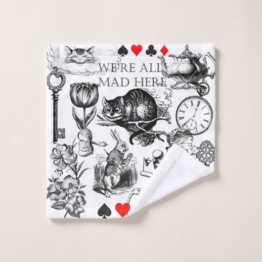 Cheshire Cat classic Alice im Wunderland mad Badhandtuch Set (Waschlappen)
