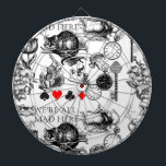 Cheshire Cat classic Alice im Wunderland mad Dartscheibe<br><div class="desc">Die Cheshire-Katze ist eine der liebenswertesten und denkwürdigsten Figuren der Alice im Wunderland. Diese Collage von Alice zeigt die Cheshire-Katze,  Wunderland-Wesen,  und wir sind alle verrückt hier!</div>