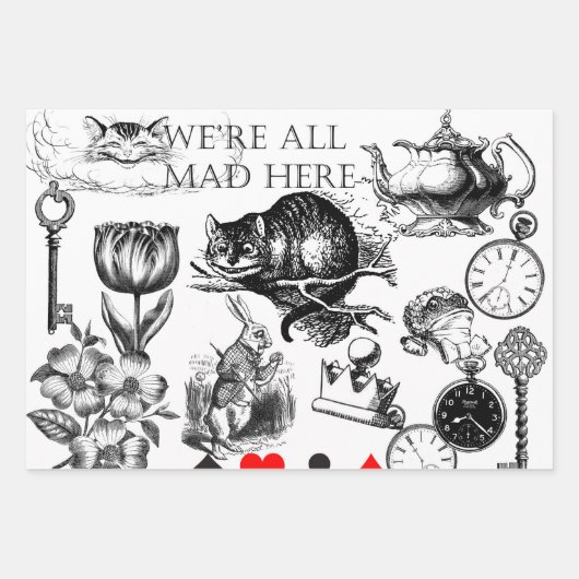 Cheshire Cat classic Alice im Wunderland mad Geschenkpapier Set (Vorderseite)
