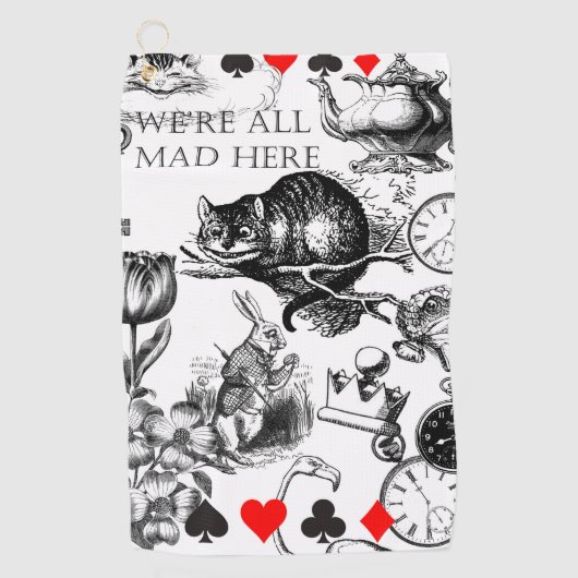Cheshire Cat classic Alice im Wunderland mad Golfhandtuch (Vorderseite)