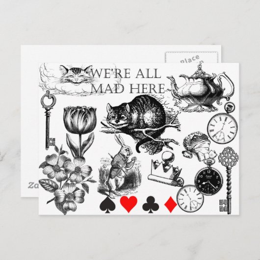 Cheshire Cat classic Alice im Wunderland mad Postkarte (Vorne/Hinten)