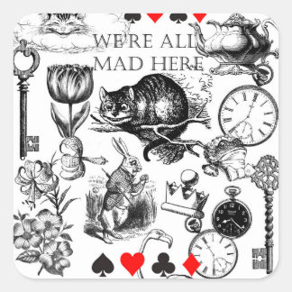 Cheshire Cat classic Alice im Wunderland mad Quadratischer Aufkleber