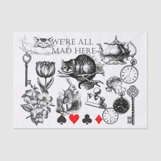 Cheshire Cat classic Alice im Wunderland mad Seidenpapier (Vorderseite)