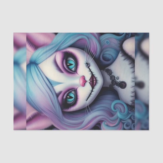 Cheshire Cat Girl Wonderland Decoupage Paper Seidenpapier (Vorderseite)