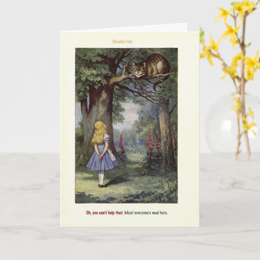 Cheshire CAT  Greeting Card Karte (Gelbe Blume)