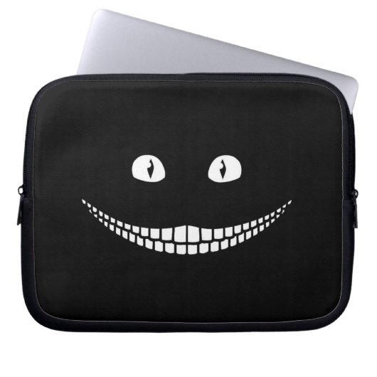Cheshire Cat Grin Black Electronics Bag Laptopschutzhülle (Vorderseite)