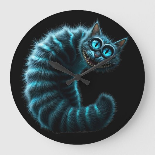 Cheshire Cat Große Wanduhr (Vorderseite)