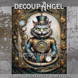 Cheshire Cat in Steampunk Wonderland Decoupage Seidenpapier