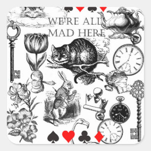 Cheshire Cat klassiker alice im wunderland verrück Quadratischer Aufkleber