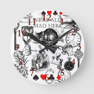 Cheshire Cat klassiker alice im wunderland verrück Runde Wanduhr