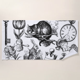 Cheshire Cat klassisch alice im wunderland verrück Strandtuch