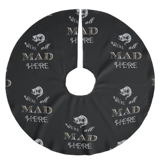 Cheshire Cat Mad Alice Black Tree Skirt Polyester Weihnachtsbaumdecke (Vorderseite)