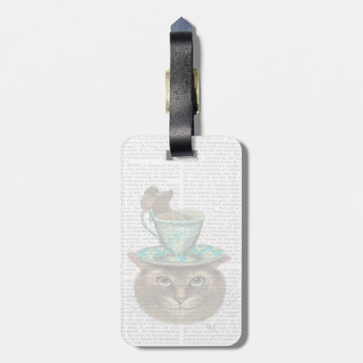 Cheshire Cat mit Cup auf Kopf Gepäckanhänger (Rückseite vertikal)
