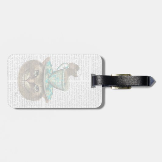 Cheshire Cat mit Cup auf Kopf Gepäckanhänger (Rückseite horizontal)