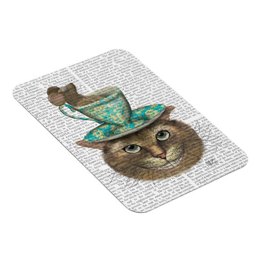 Cheshire Cat mit Cup auf Kopf Magnet (Rechte Seite)