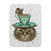 Cheshire Cat mit Cup auf Kopf Magnet (Vertikal)