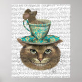 Cheshire Cat mit Cup auf Kopf Poster (Vorne)
