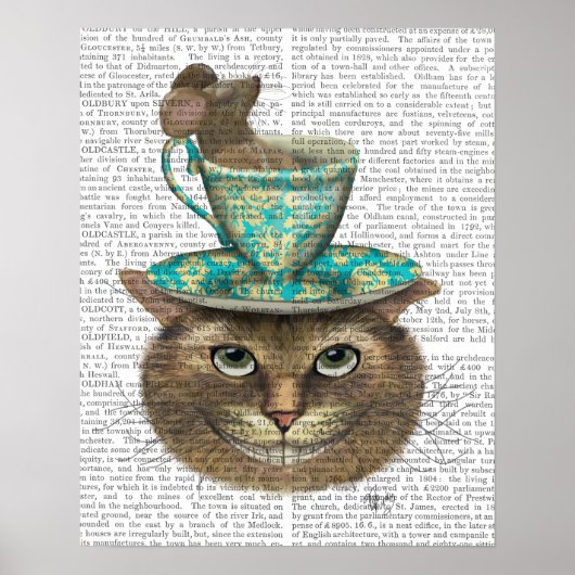 Cheshire Cat mit Cup auf Kopf Poster (Vorne)