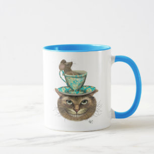 Cheshire Cat mit Cup auf Kopf Tasse