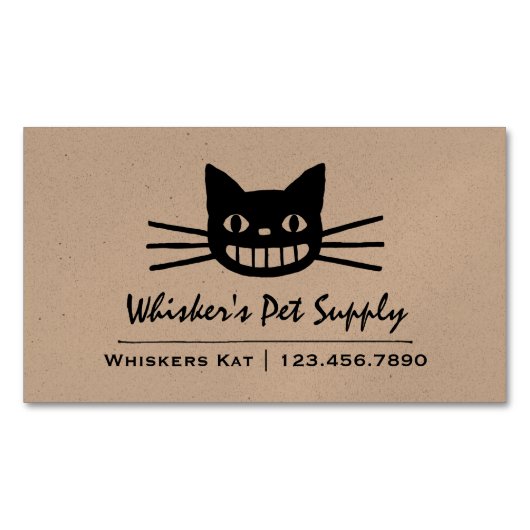 Cheshire Cat mit Long Whiskers | Crazy Black Cat Magnetische Visitenkarte (Vorderseite)