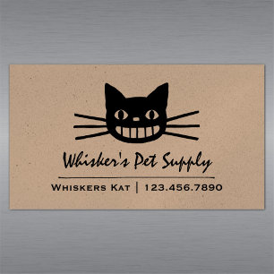 Cheshire Cat mit Long Whiskers Crazy Black Cat Magnetische Visitenkarte