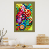 Cheshire Cat Peacock Psychedelic Dream Pop Poster (Küche)