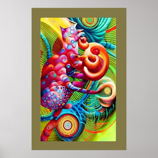 Cheshire Cat Peacock Psychedelic Dream Pop Poster (Vorne)