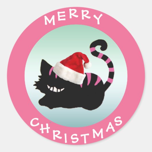 Cheshire Cat Pink Weihnachtskleber Runder Aufkleber (Vorderseite)