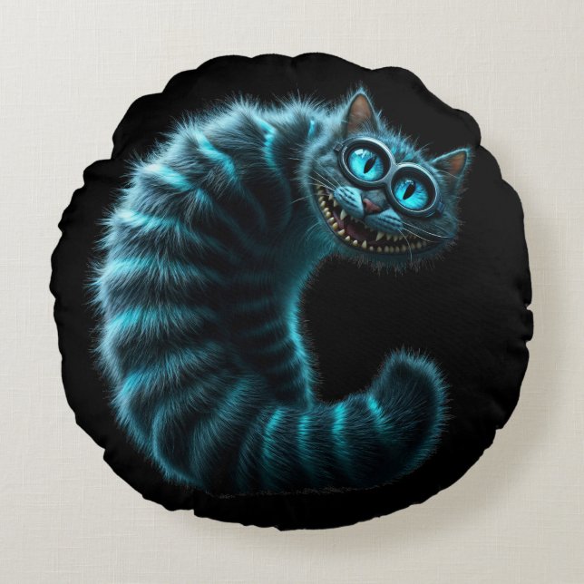 Cheshire Cat Rundes Kissen (Vorderseite)