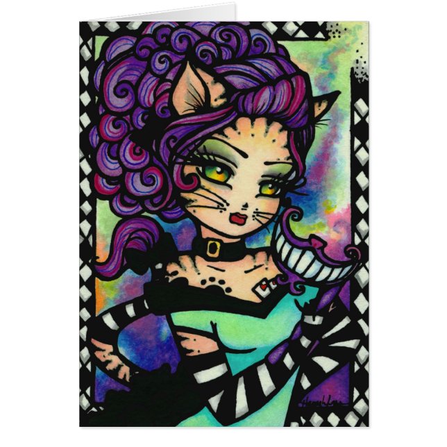Cheshire Cat Smoke Card Alice Wonderland Fantasy (Vorne)