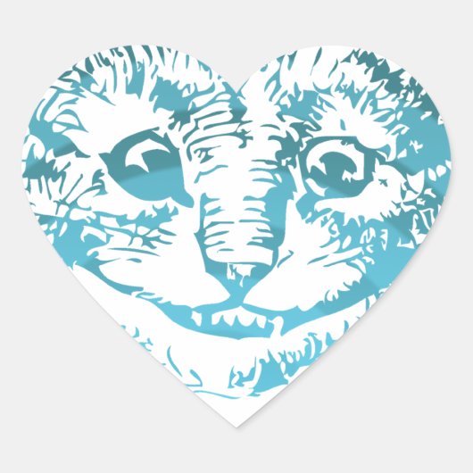 Cheshire Cat Striped Blue Herz-Aufkleber (Vorderseite)