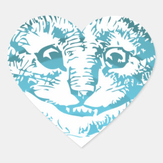 Cheshire Cat Striped Blue Herz-Aufkleber