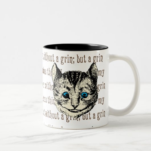 Cheshire Cat - Vintage Alice im Wunderland Zweifarbige Tasse (Rechts)