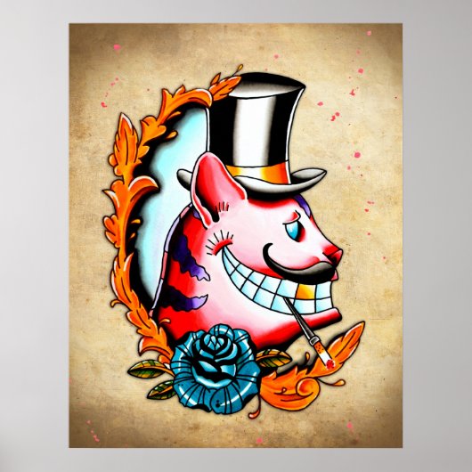 Cheshire Cat Wasserfarbe Poster (Vorne)