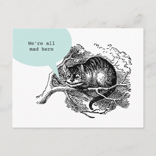 Cheshire Cat - We're all mad here quote Postkarte (Vorderseite)