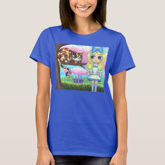 Cheshire-Katze in einer Baum-Alicen im Wunderland T-Shirt (Vorderseite)