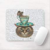 Cheshire-Katze mit Cup auf Kopf Mousepad (Mit Mouse)