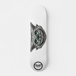 Cheshire Katze schwarz-weiß Linie Kunst Lächeln Skateboard