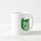 Cheshire-Katze schwärzte Grün mit Tinte Kaffeetasse (VorderseiteRechts)
