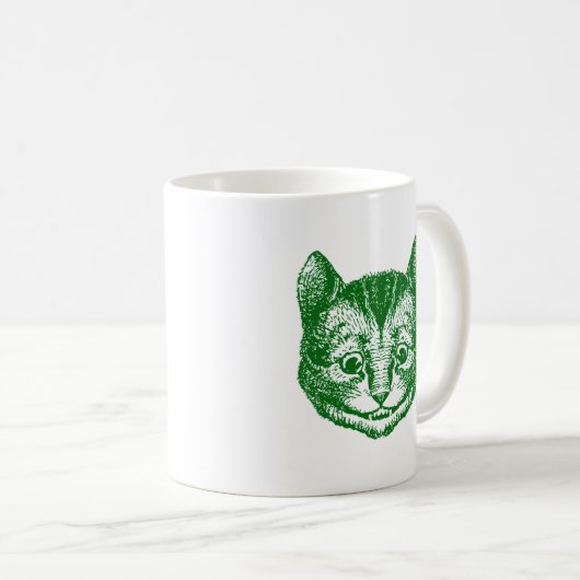 Cheshire-Katze schwärzte Grün mit Tinte Kaffeetasse (VorderseiteRechts)