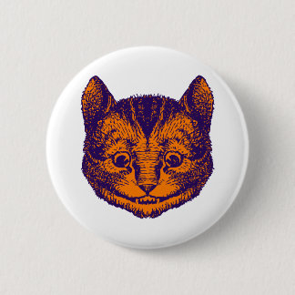 Cheshire-Katze schwärzte lila Orange mit Tinte Button
