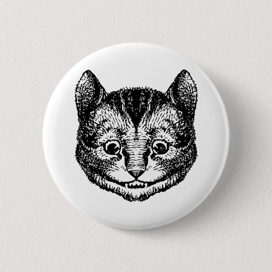 Cheshire-Katze schwärzte Schwarzes mit Tinte Button (Vorderseite)