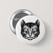 Cheshire-Katze schwärzte Schwarzes mit Tinte Button (Vorne & Hinten)