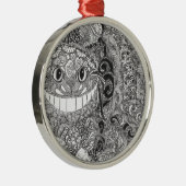 Cheshire-Katzen-Entwurf Silbernes Ornament (Rechts)