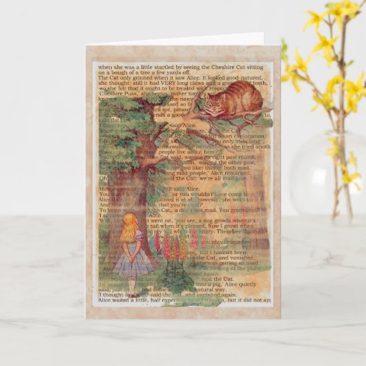 Cheshirekatze und -alice karte (Gelbe Blume)