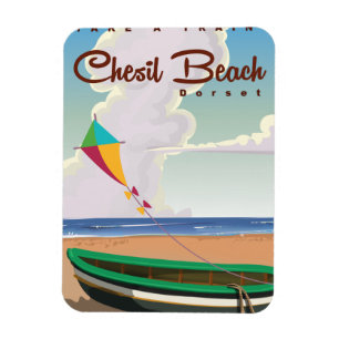 Chesil Beach Dorset Vintage Cartoon Poster. Magnet